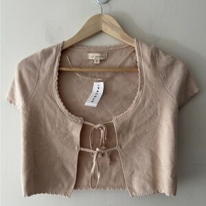 NEW! PacSun LA hearts Cream Tie Front Cropped Babydoll Cardigan